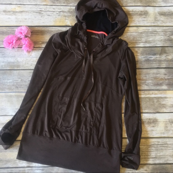 Zella Tops - Zella small brown hooded long sleeve active top